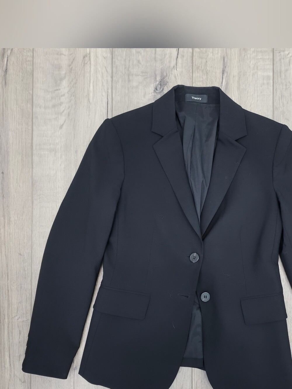 Theory Black Tailored Two-Button Blazer